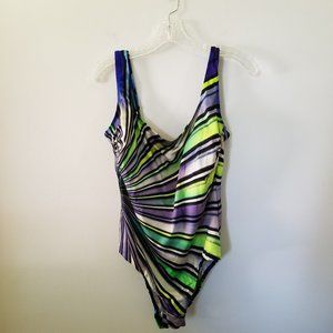 Women's CROFT & BARROW Kaleidoscope One Piece Scoop Back Swimsuit Plus Size 14